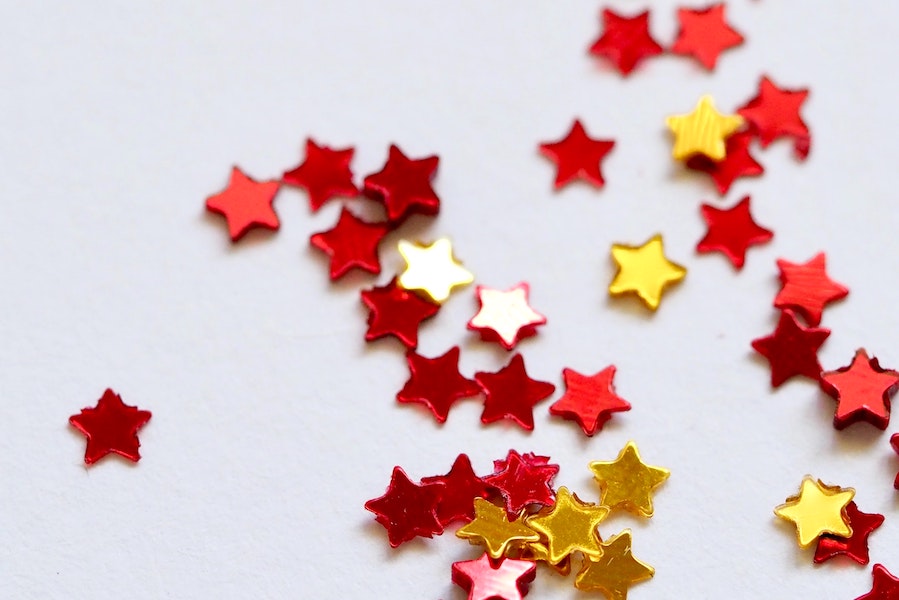 Red and yellow stars to symbolize success.