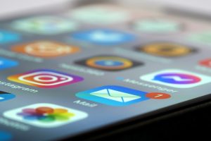 Communication icons on a mobile screen.