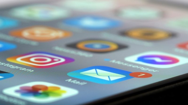 Communication icons on a mobile screen.